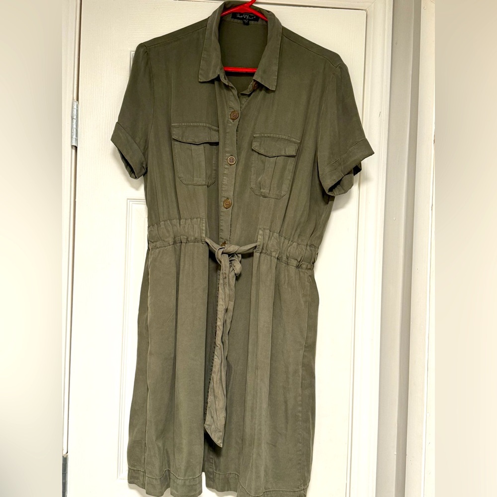 Army Green Velvet Heart dress, size large